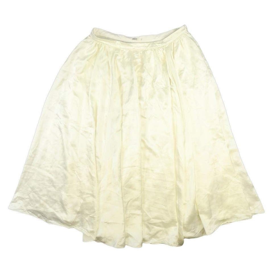 House of CB Skirt Womens LARGE Beige Full Circle Satin Pleated Mini Lined Size L