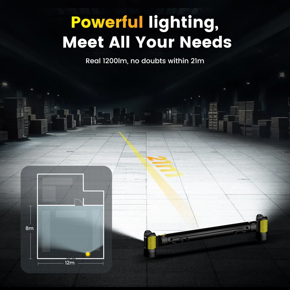 3000LM LED Work Light 5200mAh Magnetic Rechargeable Cordless Worklight with Hook - Image 4 of 4