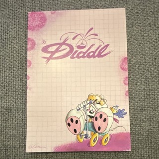 Diddl Block DIN A6 kariert rosa mit Motiv Diddl auf Roller 38 Blätter