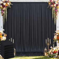 30 ft x 10 ft Wrinkle Free Black Backdrop Curtain for Parties, 6 Panels Silky...