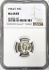 1944 D MERCURY DIME NGC MS68 FB