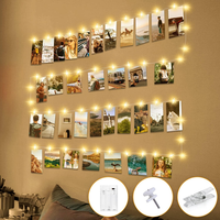 btfarm LED Foto Lichterkette Klammern Mit Timer, 5M Silberdraht 50LED Fotoclips
