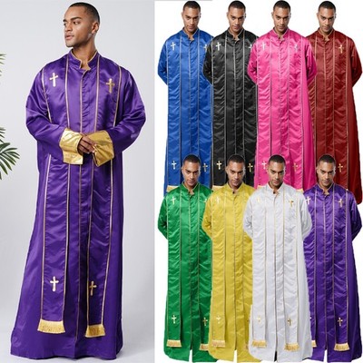 Herren Kleider Gürtel Robe Cosplay Cassock Schließung Priester Langarm Stole