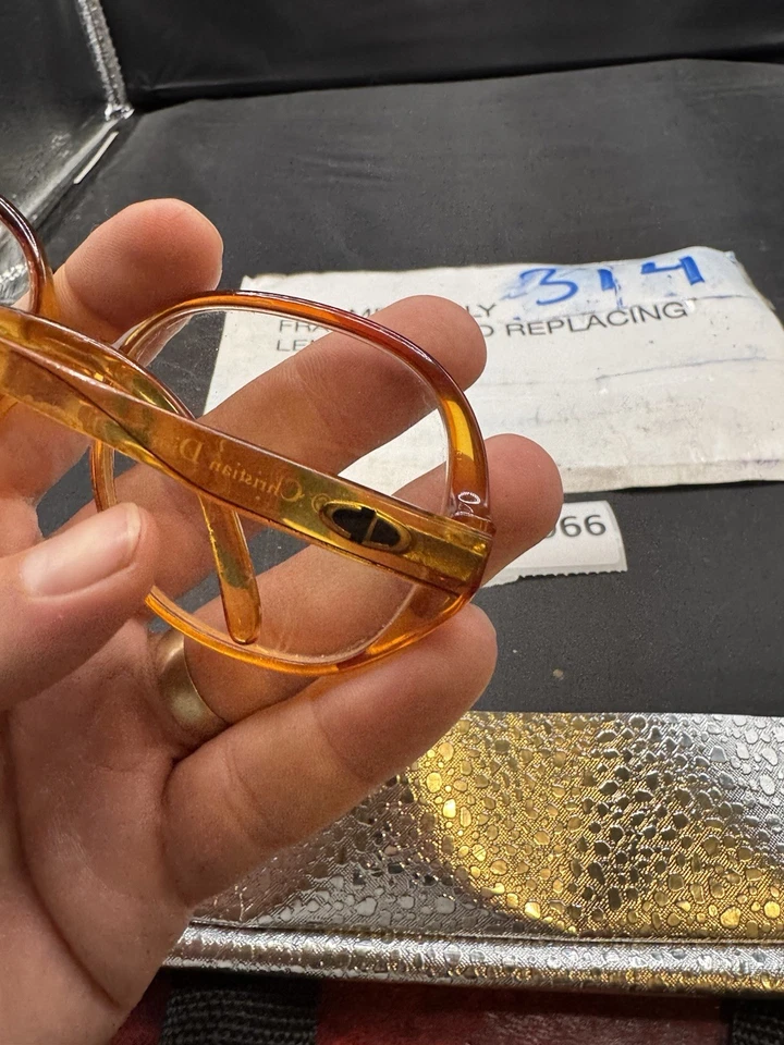 Monturas de gafas Christian Dior vintage 2076 30 ámbar transparente Optyl 55-17 marcos Foto 4 de 4