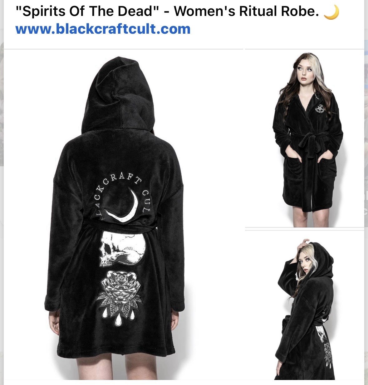 Rare Blackcraft Cult Spirits Of The Dead XL Women's Ritual Robe