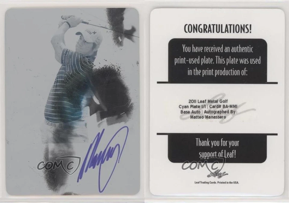 2011 Leaf Metal Auto Printing Plate Cyan 1/1 Matteo Manassero #BA-MM1 s7f - Image 3 of 3