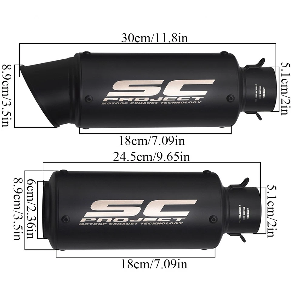 Slip-on 51mm 2" Motorcycle Exhaust Muffler Pipe Tail Tips Universal Foto 2 de 4