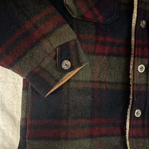 Woolrich Plaid Sherpa Fleece Lined Wool Jacket Medium Vintage Coat 1970s Heavy - Picture 2 of 18