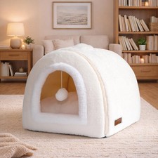 Cat Bed for Indoor Cats 2 in 1 Convertible Cat Bed Cave Soft Washable Bed