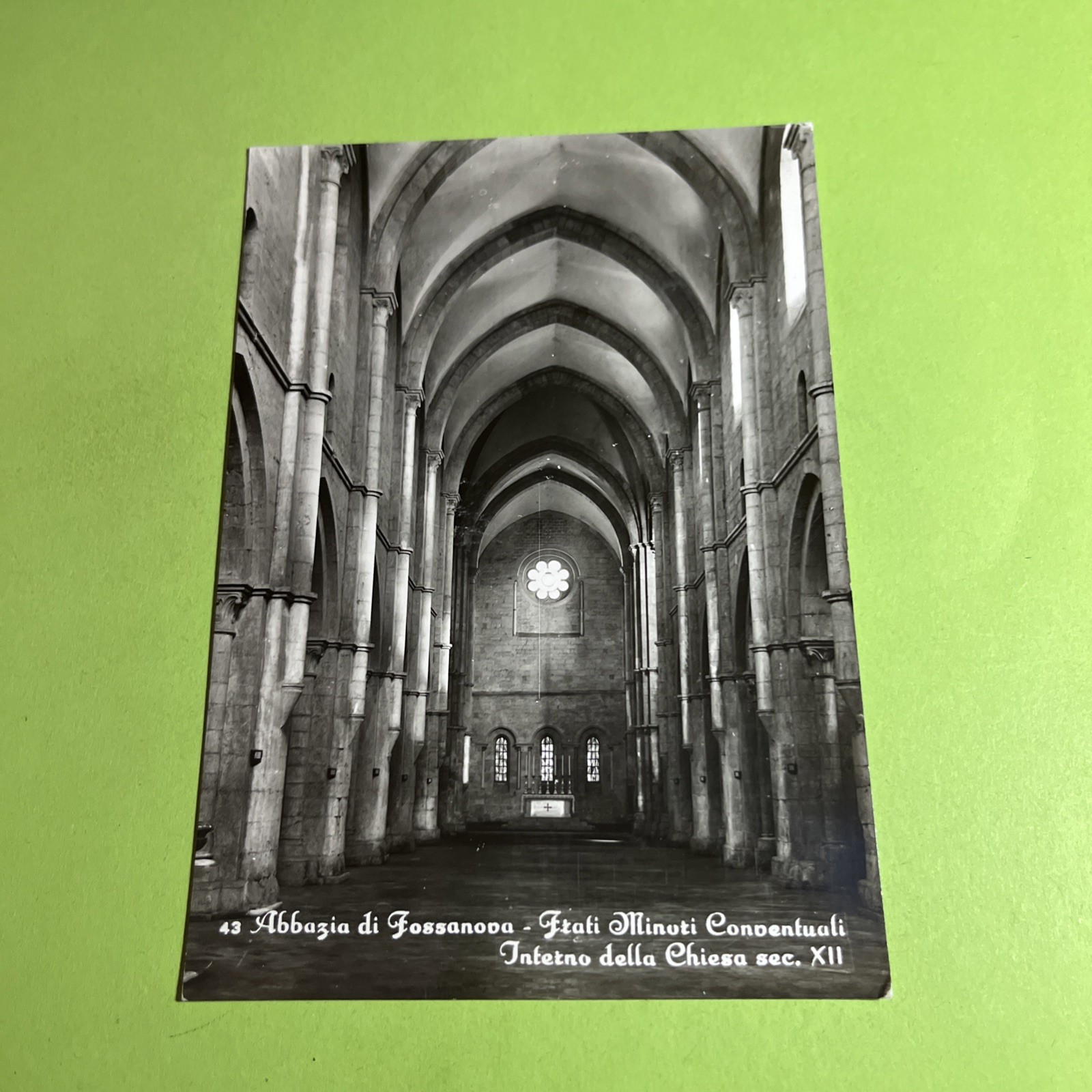 ABBAZIA DI FOSSANOVA INTERNO CHIESA FRATI MINUTI - CARTOLINA BIANCO E NERO