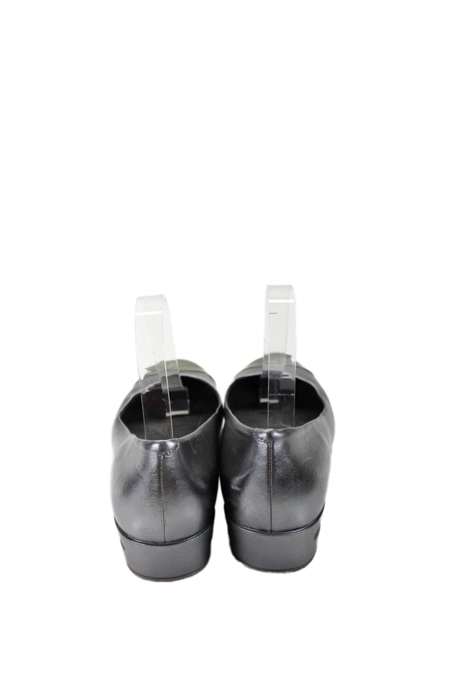 Cole Haan Womens Slip On Cap Toe Wedge Heel Pumps Silver Tone Leather Size 9B - Image 3 of 4