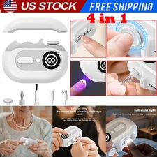4in1 Electric Nail Clippers Easy Use Finger Nails Trimmers With LED Rechargeable