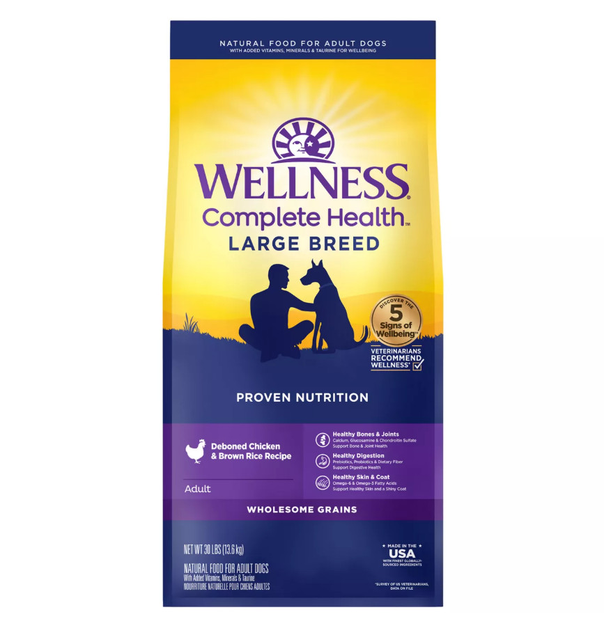 Wellness Complete Health Large Breed Adult Deboned Chicken Dry Dog Food, 30 lbs.