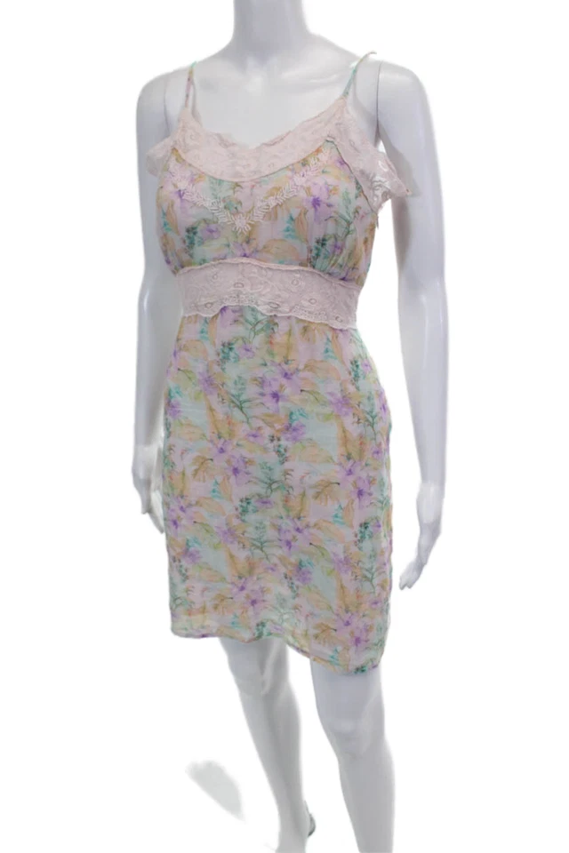 Vestido Love Shack Elegante Para Mujer Cuello en V Encaje Floral Sin Mangas Multicolor Talla 4 Foto 2 de 4