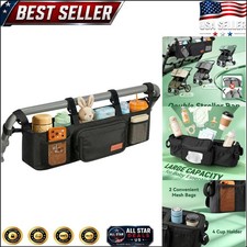 Double Jogging Stroller Organizer with Large Capacity & 2 Insulated Cup Holders