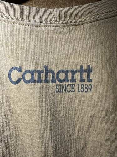 Carhartt Langarmshirt 2XL hellbraun Workwear Logo Distressed Faded Grunge - Bild 5 von 6