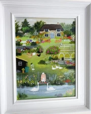 LOUISE RAWLINGS Morning Feeding at Blossom Cottage,  Acrylic on Artist Board