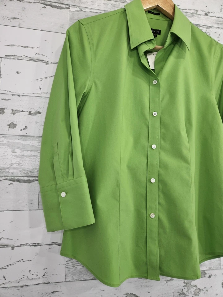 Talbots Womens Size 6 Wrinkle Resistant Green 3/4 Sleeve Button Up Shirt - Image 3 of 4