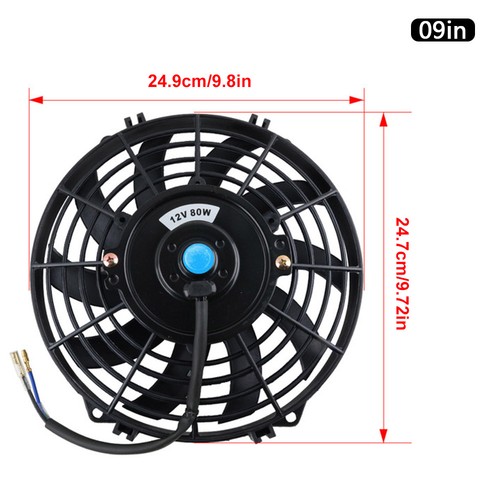 9" Universal Electric Car Radiator Cooling Fan 12V Engine Cooling Fan Radiator - Picture 2 of 11