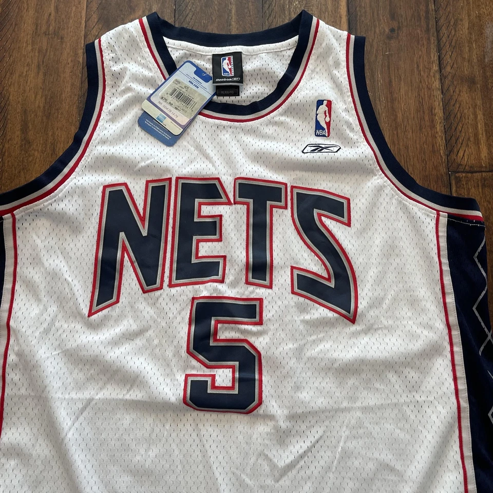 New Jersey Nets Basketball Jersey Mens XL White Navy NBA Home Jason Kidd Reebok - Image 4 of 4