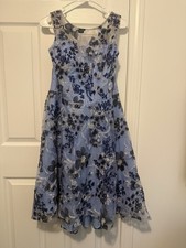 JJ  s house Dress 14 Blue Embroidered Floral With Sequins