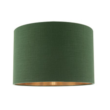 Modern Forest Green Cotton Lamp Shade with Brushed Gold Inner Lining by Happy...