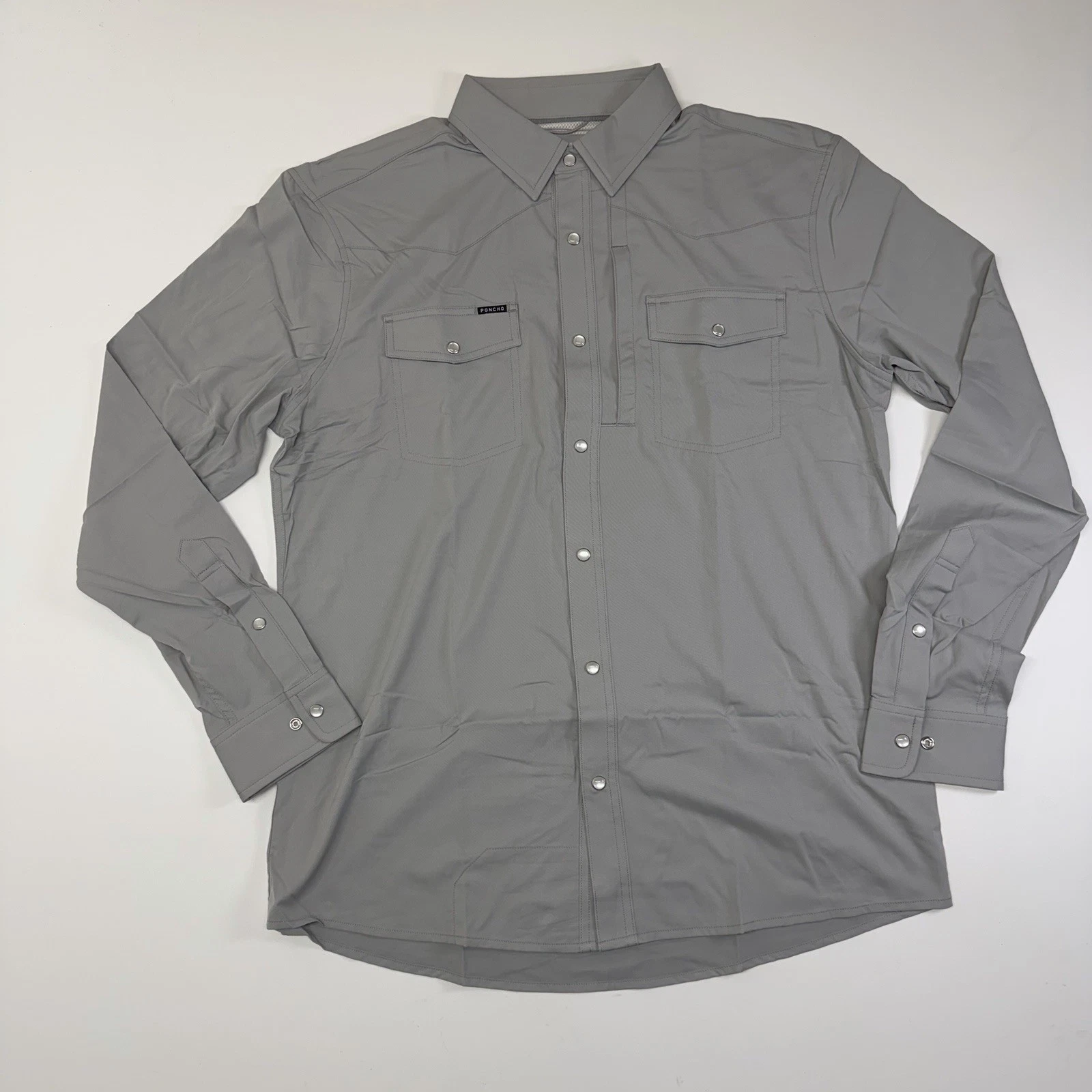 Poncho Men’s Shirt Large Slim The San Saba Pearl Snap Long Sleeve Vented New WT