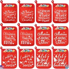 WILLBOND 12 Pieces Christmas Pot Holders with Pocket Red Pocket Funny Pot