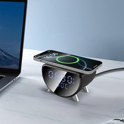 US 30W Wireless Charger Alarm Clock For iPhone Air 17 16 Samsung S25 Ultra S24+