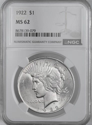 1922-P  $1 PEACE SILVER DOLLAR  "PHILADELPHIA MINT"  NGC MS62 #8678139-079