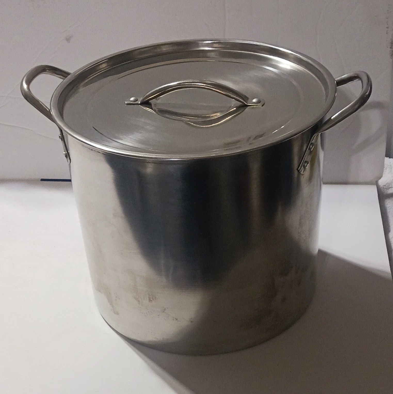 Stainless Steel 20 qt Stockpot w/ Lid, Round Double Handles, 10 in, Silver