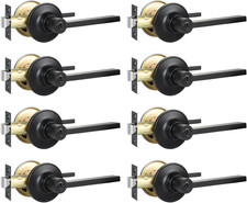 8 Pack Matte Black Privacy Door Levers Keyless Interior Door Handles Reversible