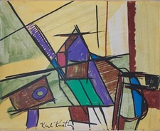 Karl Knaths Signed Abstract Expressionist Oil Painting on Canvas - Modern Art