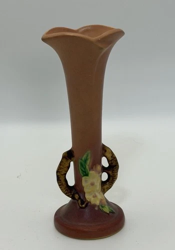 Roseville Apple Blossom Pink Art Pottery Bud Vase 379-7"