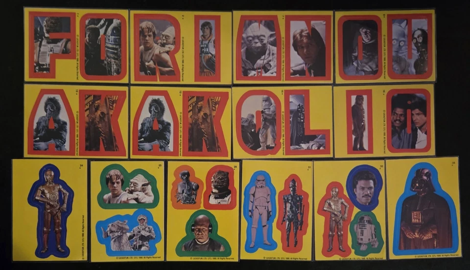 🔥1980 年星球大战:帝国条纹背面系列 1 (155 PC) 交易卡/贴纸套装 — 第 4/4 张图片