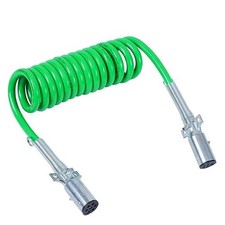 12Ft 7-Way Coiled ABS Trailer Electrical Power Coil Cord,Heavy Duty Green