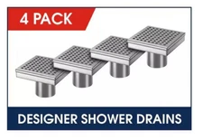RELN 4 in. x 4 in. Stainless Steel Square Shower Drain 4 pack