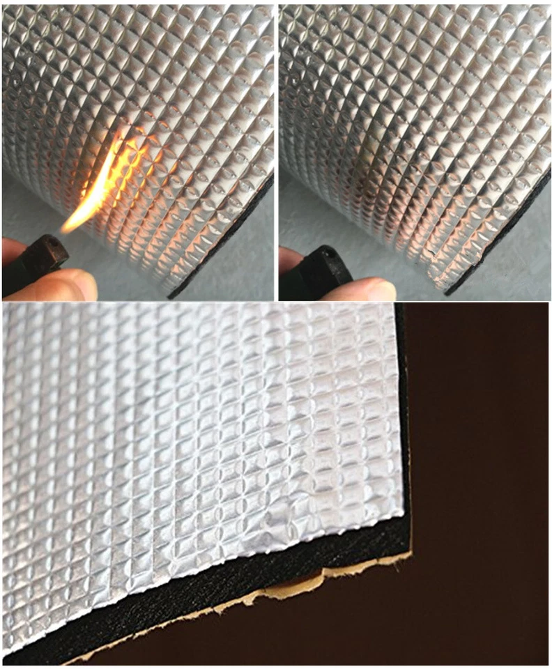 5MM Aluminum Car Fire Heat Insulation Mat Sound Deadener Foam Self-adhesive USA - Image 4 of 4