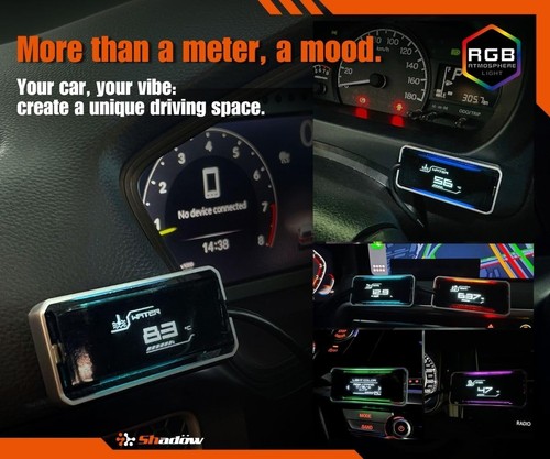 Shadow OBD2 Digital Gauge Display D-Meter 2 - Compact & Futuristic, Vibrant R... - Picture 2 of 8