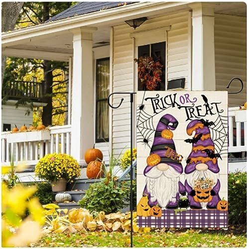 Halloween Gnome Garden Flag Trick or Treat Garden Flag Halloween Yard Outdoor - Bild 2 von 7