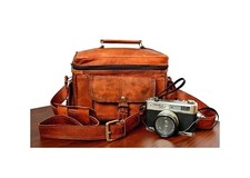 Goat Brown Leather DSLR SLR All Camera Messenger Classic Bag Padded Satchel Bag