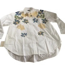 SER.O.YA BENSON Oversized Embellished Beaded Button Down Shirt Blouse Sz S NWT