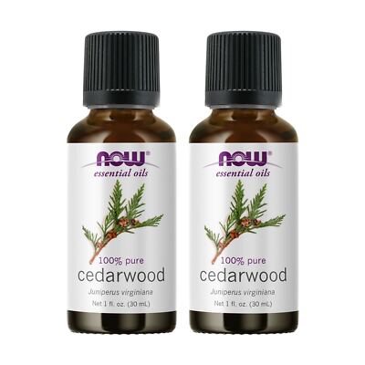 2 x NOW 100% Pure Cedarwood Oil 1 oz 30 ml Juniperus virginiana
