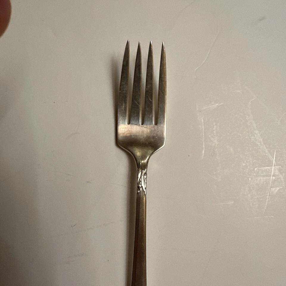 "Cubiertos de plata esterlina Oneida Damask Rose reliquia tenedor de ensalada cubiertos de 6,5""" Foto 3 de 4