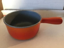 Vtg Descoware Saucepan 7 A 14 A Flame Orange Cast Iron Enamel Belgium Pan