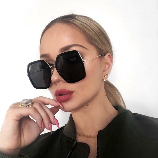 gucci oversized hexagonal sunglasses
