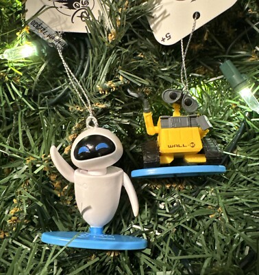2ct 2024 (Wall-E & Eve) Robot Friends Christmas Tree Ornaments Disney New