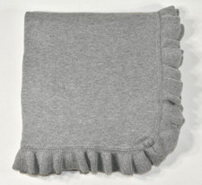 Pottery Barn Kids Ruffle Knit Throw Blanket Gray Classic Neutral 50x60 VGUC 