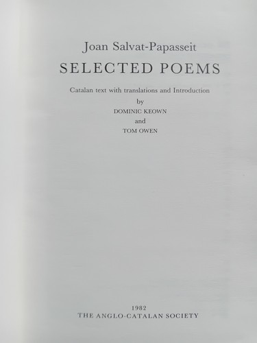 Joan Salvat-Papasseit - Selected Poems 1982 Anglo-Catalan Society Bilingual - Picture 7 of 10