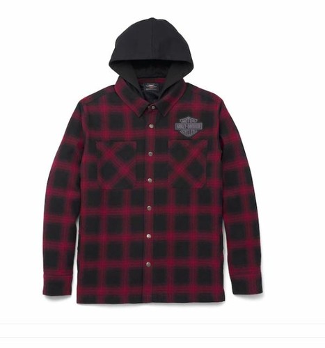 Men's Bar \u0026 Shield Removable Hood Plaid 